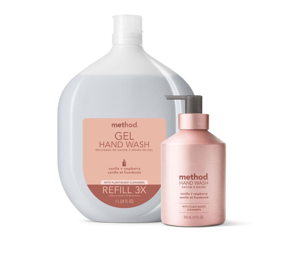 gel hand wash starter set - vanilla + raspberry. 46 fl oz